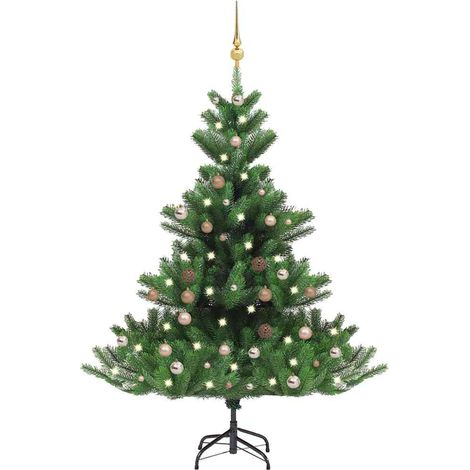 vidaXL Nordmann Fir Artificial Christmas Tree LED&Ball Set Green 180cm (1/5)