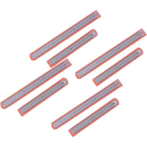 Ensemble de 8 règles en acier inoxydable, outil mesure double (1/5)