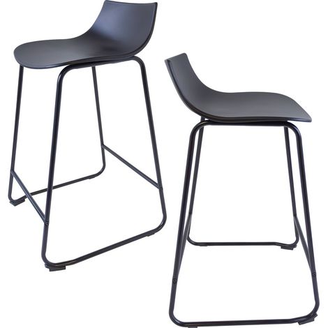Lot de 2 tabourets de bar en métal et plastique noir 48,5 x 47 x 82 cm (1/5)