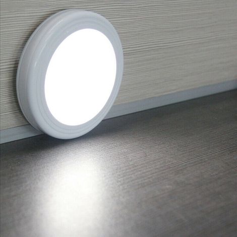 Lampe de nuit infrarouge ronde à 6 LED avec détecteur de mouvement automatique pour placard, escalier ou armoire (1/5)