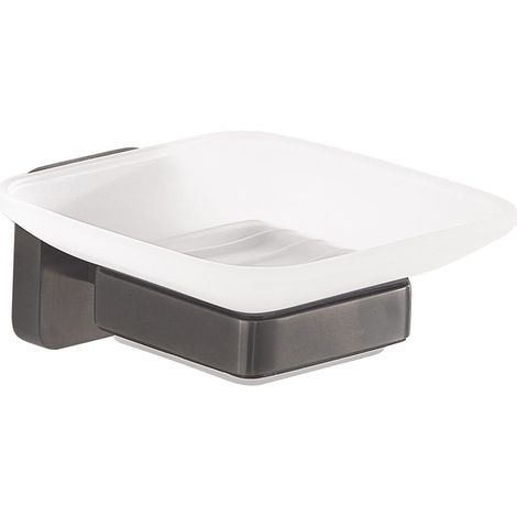 Portasapone Da Muro Gun Metal In Acciaio Inox E Vetro Satinato  Tahiti