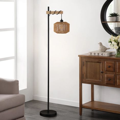 Modern Floor Lamp with String-Wrapped Shade (1/5)