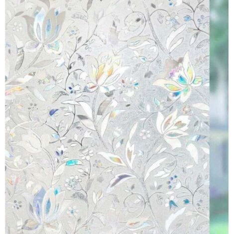 Film De Fenêtre Film De Confidentialité Opaque Auto-Adhésif Pour Fenêtre Film De Fenêtre 3D Film De Verre Film Décoratif Adhésif Statique Sans Adhésif Protection Uv Fleurs Tulipe 90 X 200Cm (1/5)