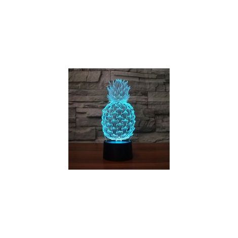 Lampe illusion 3D LED tactile 7 couleurs, forme ananas, USB, veilleuse enfant – (1/5)