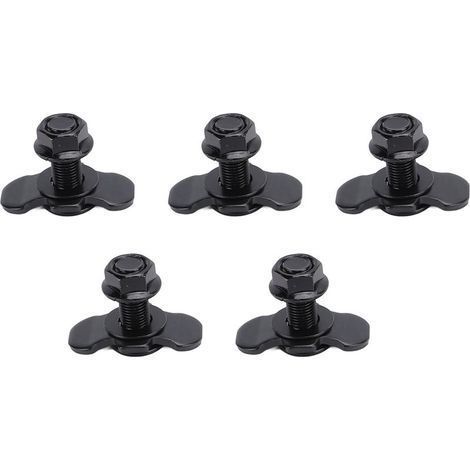 Lot de 5 goujons filetés à double œillet M10 x 30 mm pour rail en L, fixation pour plateau de camion, remorque, pick-up, camping-car, quad, noir (1/5)