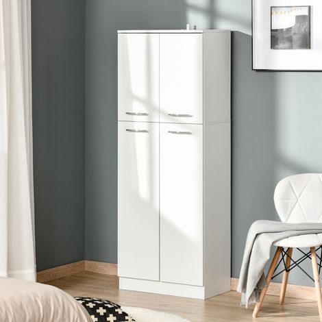Küchen-Sideboard, Vorratsschrank für 2 Tassen, Küchenschrank mit verstellbaren MDF-Einlegeböden, für Esszimmer, Wohnzimmer, Lounge, 59 x 31 x 155 cm, Weiß