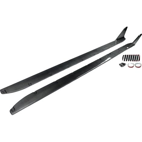 Extensiones de faldones laterales, fácil instalación, plástico ABS duradero, aspecto de fibra de carbono. (1/2)