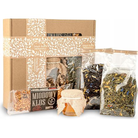 Set de regalo en una caja de té y dulces, natural, gracias. (1/5)