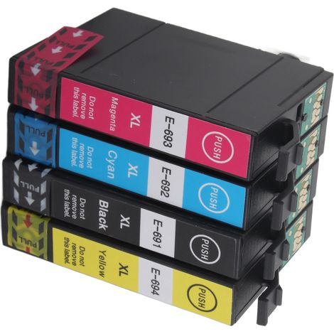4-Farben-Tintenpatrone T0691 T0692 T0693 T0694, Schwarz, Cyan, Magenta, Gelb, kompatibel mit Stylus CX5000, Komplettpackung (1/5)