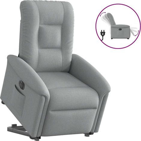 Sillón eléctrico reclinable elevable de tela gris claro