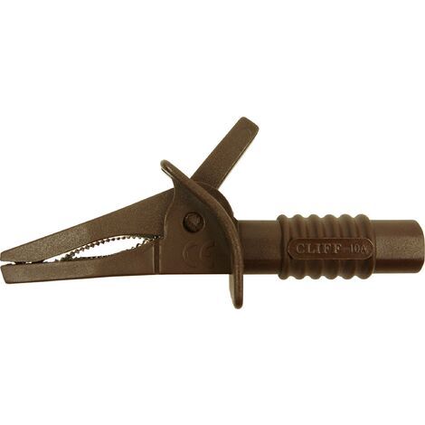 PINCE CROCO DE SÉCURITÉ CLIFF FCR7944 ENFICHABLE 4 MM CAT II 1000 V, CAT III 600 V MARRON (1/3)