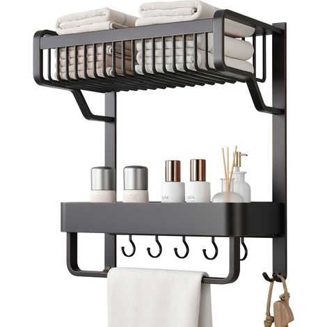 Étagère murale de salle de bain gris 37 cm (1/5)