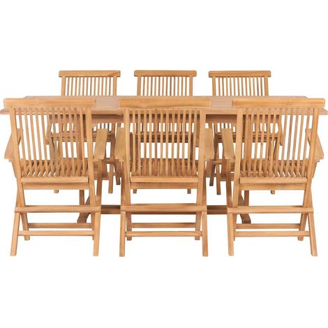 Maison Exclusive - Set da Pranzo per Esterni 7 pz 150-200x100x75 cm Teak Massello (1/5)