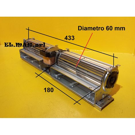 Ventilatore Tangenziale DOPPIO diametro 60 mm Ventola Doppia Stufa a Pellet 180 mm