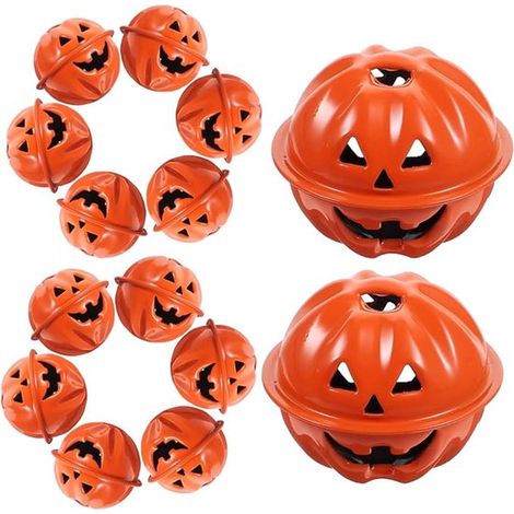 Ensemble de 20 cloches citrouilles d'Halloween, petites décorations à suspendre pour les fêtes à thème d'Halloween (1/2)