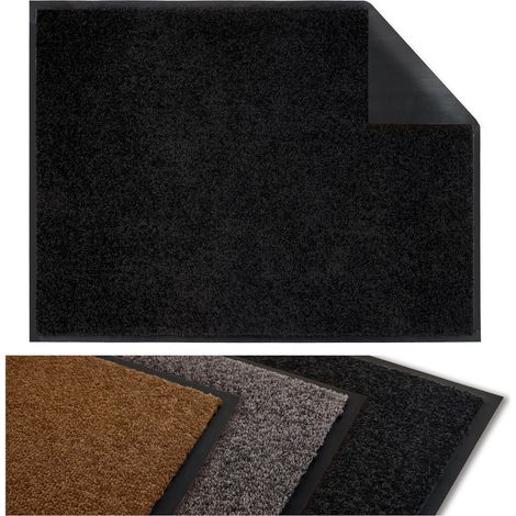 Tapis d'entrée Anti-poussière, Paillasson de Porte - Antidérapant, Absorbant et Lavable 40x60 cm Noir (1/5)