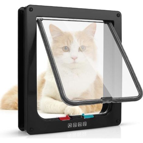 Cat Flap with 4-Way Magnetic, Pet Door for Cats and Small Dogs, Cat Door with Tunnel (XL-20 x 22 x 5.5cm, Black) (1/5)