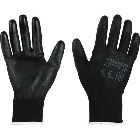 TIMCo Durable Grip Gloves PU Coated Polyester Size Large