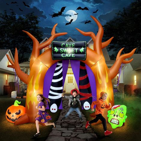 10FT Halloween Gonflables Décorations Arbre Arche  avec Citrouille Rideau Fantôme Géante Blow Up Yard Décoration pour Halloween Party Intérieur, Extérieur, Cour, Jardin (1/5)