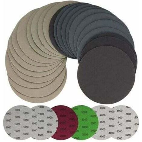 125 mm round abrasive discs, grit 1000/1500/2000/3000/4000/5000 for metal and wood, 30 eccentric sanding pads, wet sandpaper, sandpaper sheets