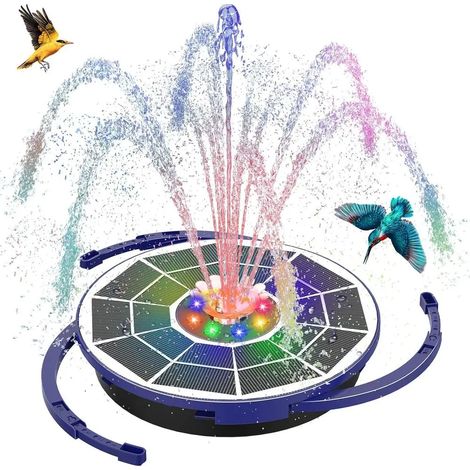 Pompe à eau de 3,5 W en forme de montagne avec lumières LED colorées et batterie de 3000 mAh fontaine abreuvoir pour oiseaux. (1/5)