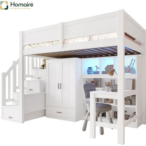 Bettgestell aus MDF weiß 253 x 95 x 170 cm HOMAIRE (1/5)
