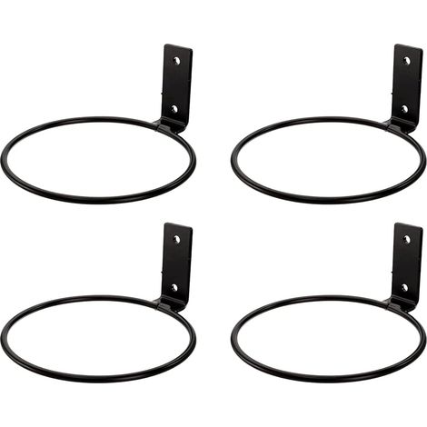 Lot de 4 anneaux porte-pots de fleurs muraux de 12,5 cm (5 pouces), noirs (1/5)