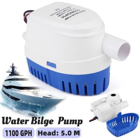 Pompe submersible - 1100GPH - 12V - Interrupteur à flotteur - PVC, cuivre (1/4)