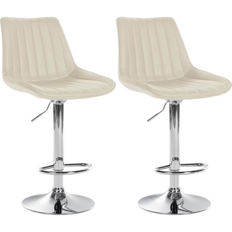 2er Set Barhocker Toni Kunstleder creme Metall in Chromoptik