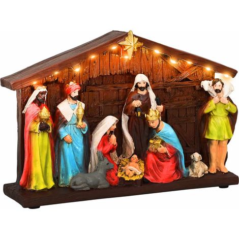 vidaXL Presepio di Natale SALO 31 x 7,5 x 21,5 cm Resina Multicolore (1/5)