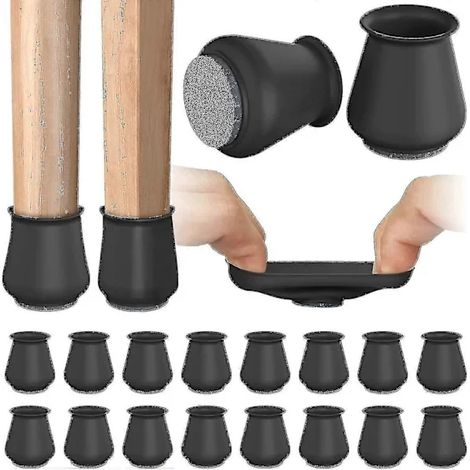16 protège-pieds de chaise, protège-sols en silicone avec dessous en feutre, manchons antidérapants pour meubles (1/4)