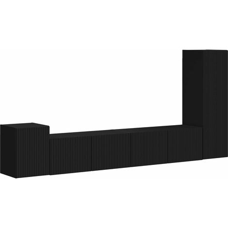 TV Cabinet Set Wall-mounted 3 pcs Black Engineered Wood vidaXL (1/5)