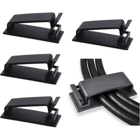 BUNTHAUS Câble Management, 50PCS Clips de Câble Adhésifs pour Organiseur de Fils Electriques pour Câbles Ethernet et Système de Gestion de Câbles pour TV, PC