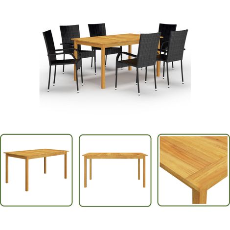 Furniture Limited - Ensemble à manger de jardin 7 pcs Noir (1/5)