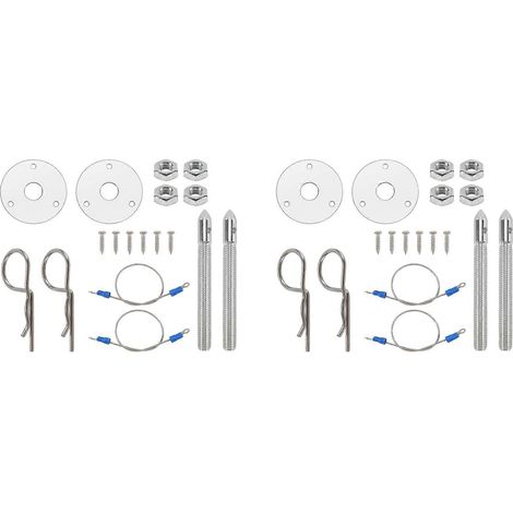 Set mit 2 universellen Motorhaubenschlössern aus silberfarbener Legierung für Rennwagen (1/5)