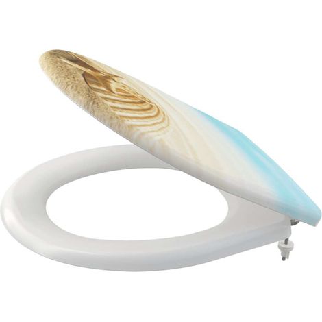 Alca Asientos de WC - Asiento inodoro, Softclose, blanco/azul A604 SHELL (1/3)
