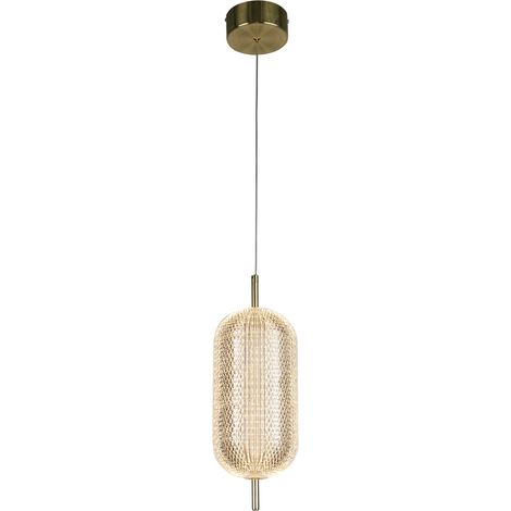 Searchlight Capsule Suspension LED pour plafond, métal laiton satiné et abat-jour acrylique (1/4)
