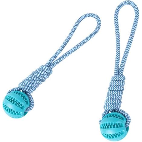 Dog Chew Toy - Teeth Cleaning Ball with Rope, for Recovering, Catching, Throwing and Tugging (1/5)