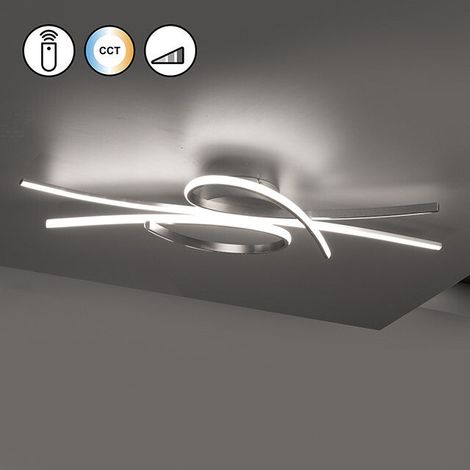 [NEUWERTIG] B-Ware Fischer & Honsel Deckenleuchte Lampe LED BIBA Fernbedienung Nickel Metall 100 cm (1/2)