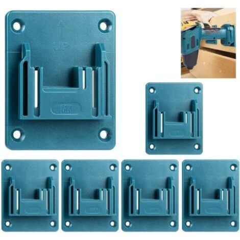 Set mit 6 Wandhalterungen für Maschinen und Werkzeuge, Werkzeughalter für Makita 18V Elektrowerkzeuge, Werkstatt-Werkzeugaufbewahrung (blau) (1/5)