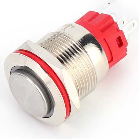 Interrupteur à bouton-poussoir métallique DC930V 19mm 1NO 1NC à verrouillage automatique avec voyant jaune (anneau à tête haute à verrouillage automatique) (1/5)