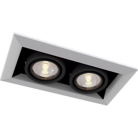 Metal Modern Encastré Twin Square Downlight Blanc, 2 Lumières, GU10 (1/3)