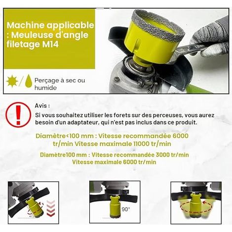 Diamond Tile Drill Bit 100 mm Vacuum Brazed Diamond Hole Saw Ceramics Porcelain Marble Granite Dry Drilling M14 Thread (1/3)