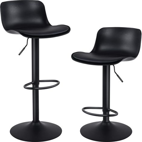 Tabouret Bar Chaises Haute de Bar Assise Tabouret d'îlot Central Cuisine Siege Bar Lot de 2 Industriel Moderne Reglable Rotation Metal Pivotante Noir (1/5)