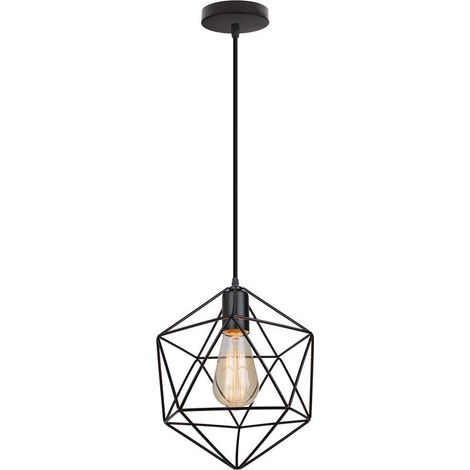 Lampe Suspendue Antique En Fer Et Métal Suspension Luminaire Rétro Plafonnier Moderne Pour Chambre À Coucher, Cuisine, Salon, Café, Bar, Noir (1/5)