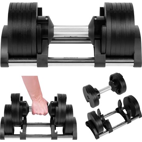Mancuerna automática ajustable de hierro fundido de 24 kg en incrementos de 2 kg Rebel (1/5)