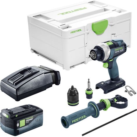 Taladro atornillador a batería Festool TDC 18/4-Basic 18 V 75 Nm sin escobillas + 1 batería de 5,0 Ah + cargador + Systainer