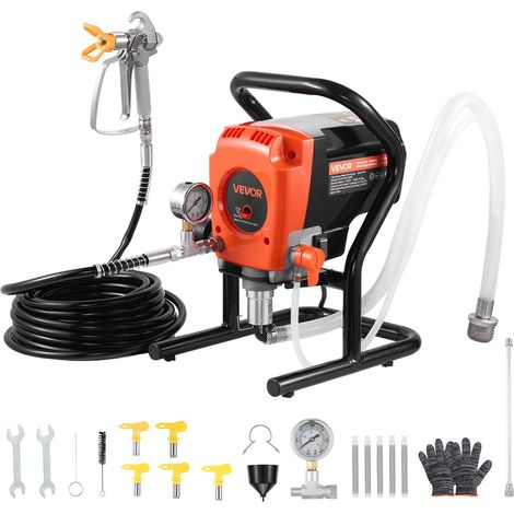 Pulvérisateur de Peinture sans Air 900 W, Système de Pulvérisation de Peinture 3300 PSI Haute Pression, avec Brosse, Tuyau, Rallonge, Buses, pour Décoration Intérieure Fournitures Clôtures (1/5)
