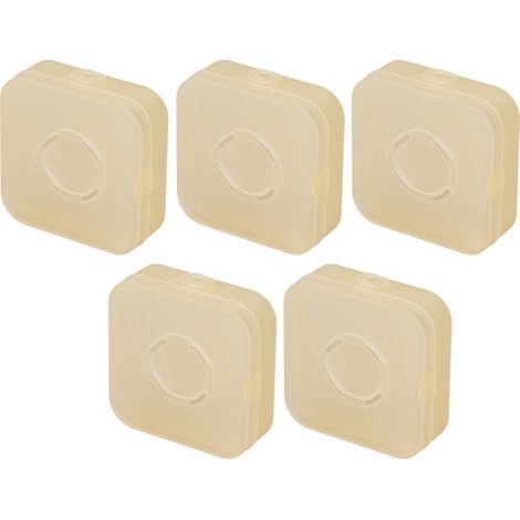 Boîte de rangement pour éponges de maquillage, 5 pièces, transparente jaune, étui anti-poussière avec couvercle, récipient respirant pour poudre, organisateur de beauty blender, protection hygiénique. (1/5)