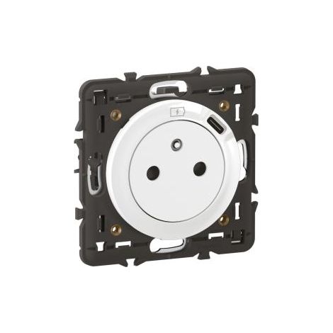 Legrand toma 2en1 negra con puerto USB Tipo-C